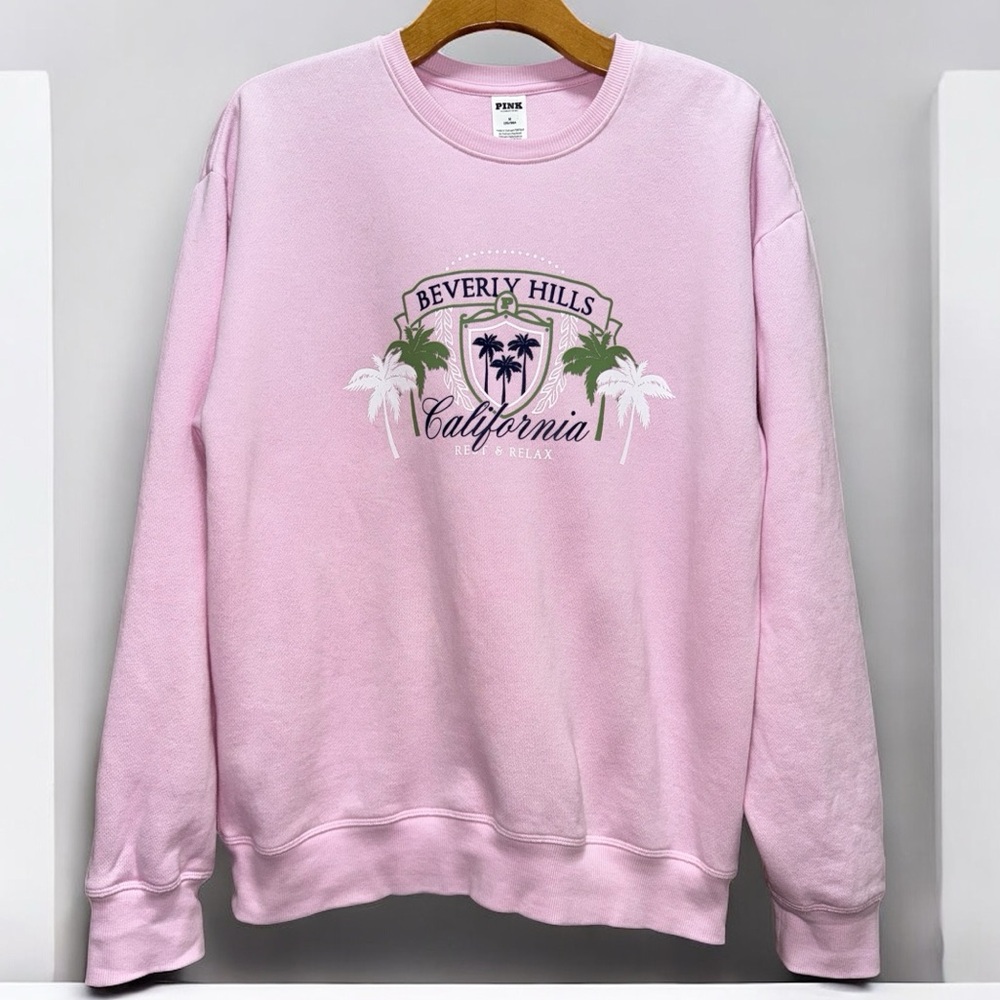 Victoria's Secret Pink Ivy Fleece Sweatshirt Color Pink M